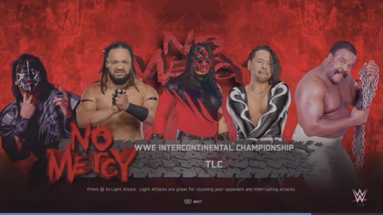 WWE 2K25 Kane '97 VS Shinsuke, Muta, Jacob, Junkyard Dog 5-Way TLC Match WWE IC Tittle