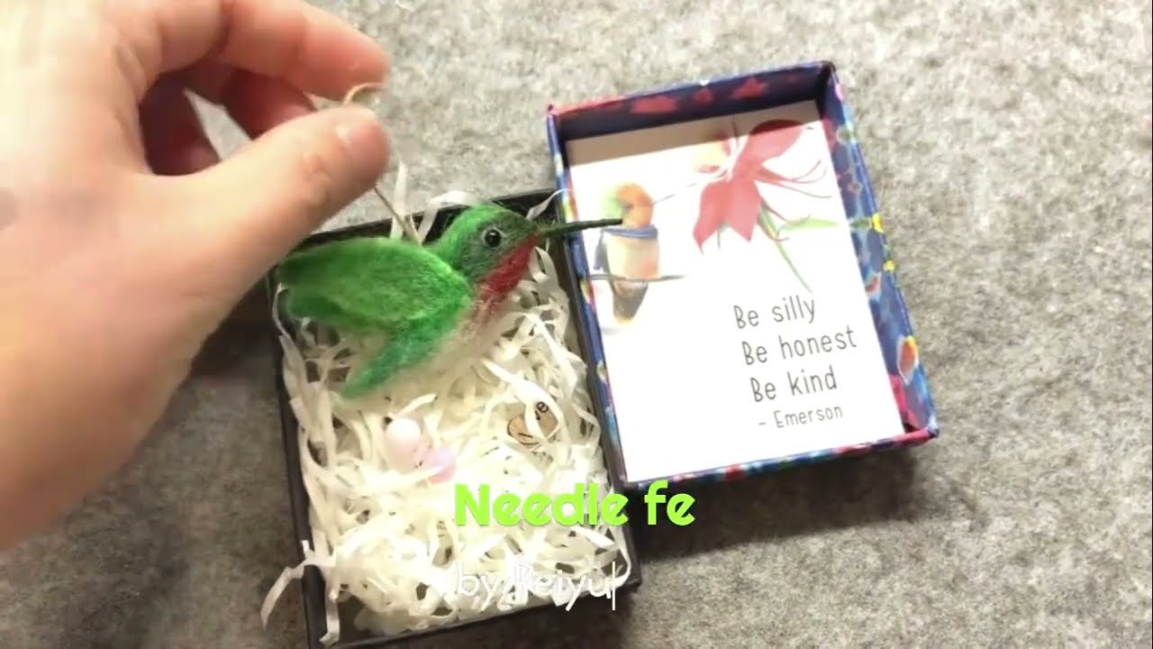 How to needle felt a hummingbird ornament gift tutorial by Peiyu Studio