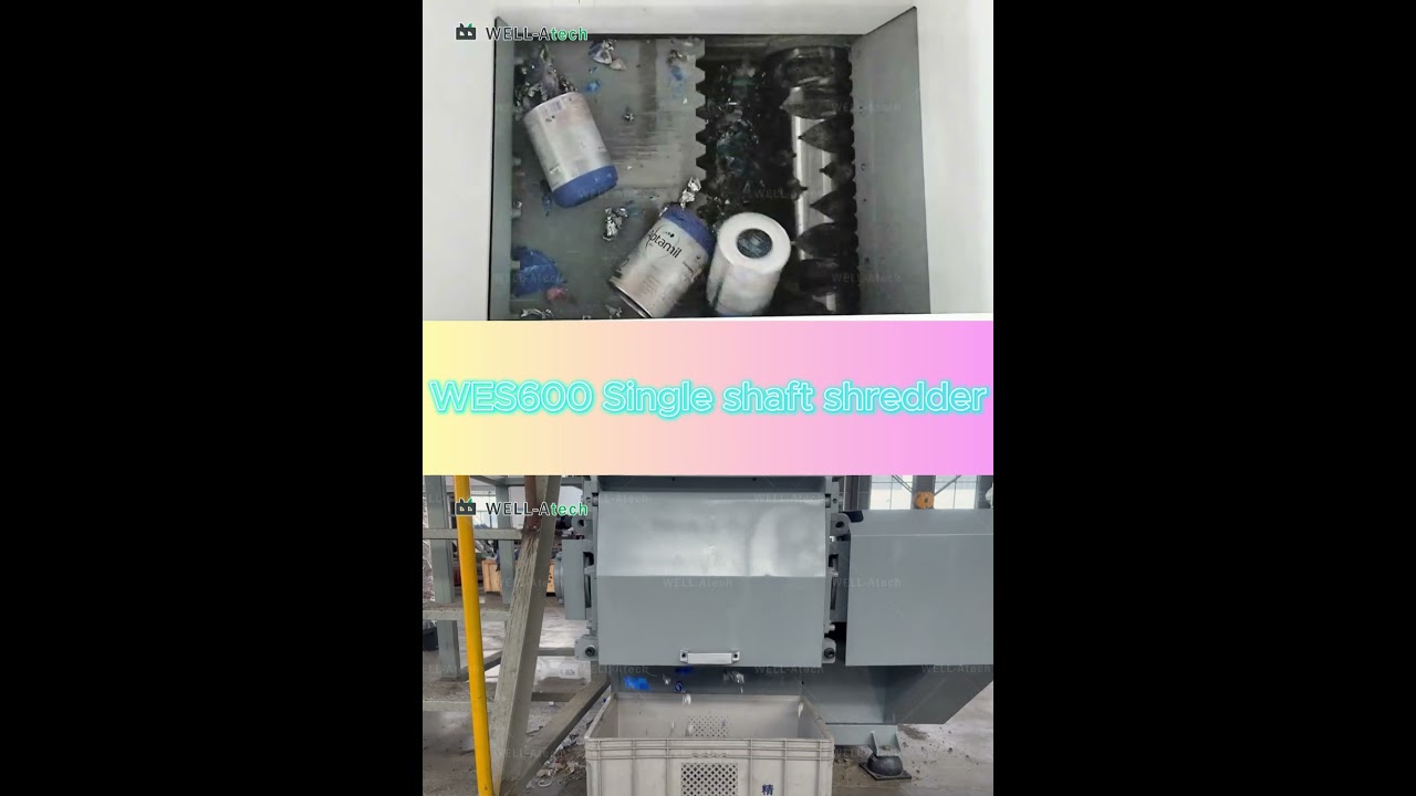 🔥 WES600 Single-Shaft Shredder vs. Empty Milk Powder Tins - Total Dominance! 🔥 #singleshaftshredder