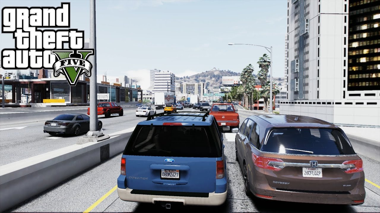 GTA 5 - Looping Through Los Santos Freeway Traffic | 5x Heavy Traffic | Driving Around