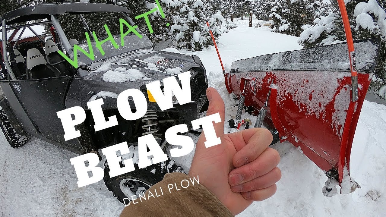 Polaris RZR Plowing Snow with DENALI 66&rdquo; Snow Plow (UTV Snow Plow Beast)