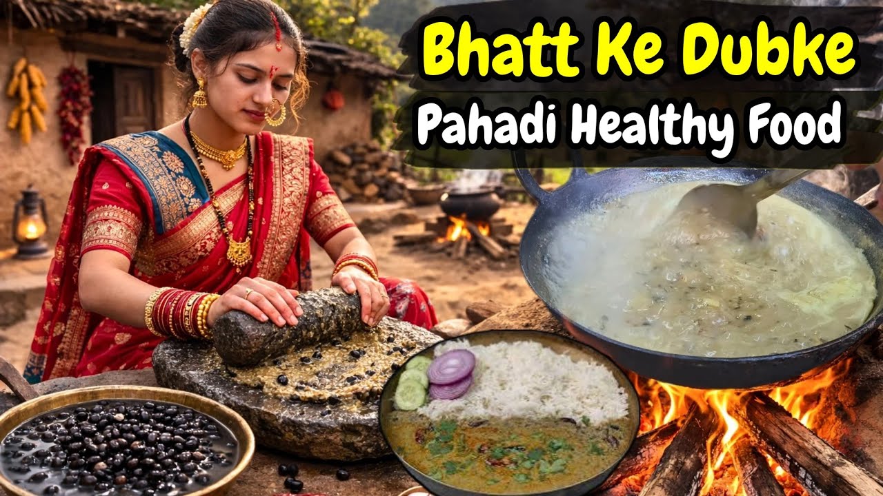 उत्तराखंड की फेमस भट्ट के डुबके | Bhatt Ke Dubke Recipe | Pahadi Kumaoni Food | Bhatt Ki Dal