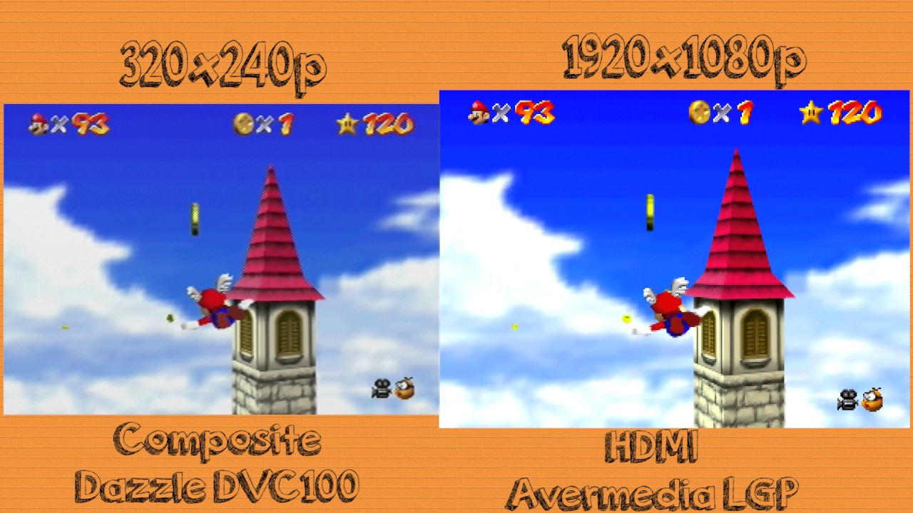 Ultra HDMI: Super Mario 64 Recording Quality Comparison in 1080p