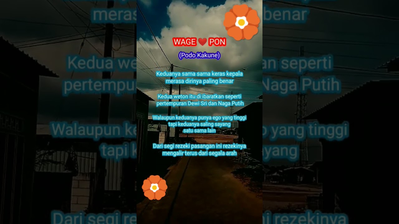 Wage ketemu Pon (Podo Kakune)  #weton#neptu#jodoh#primbon#pasaranjawa
