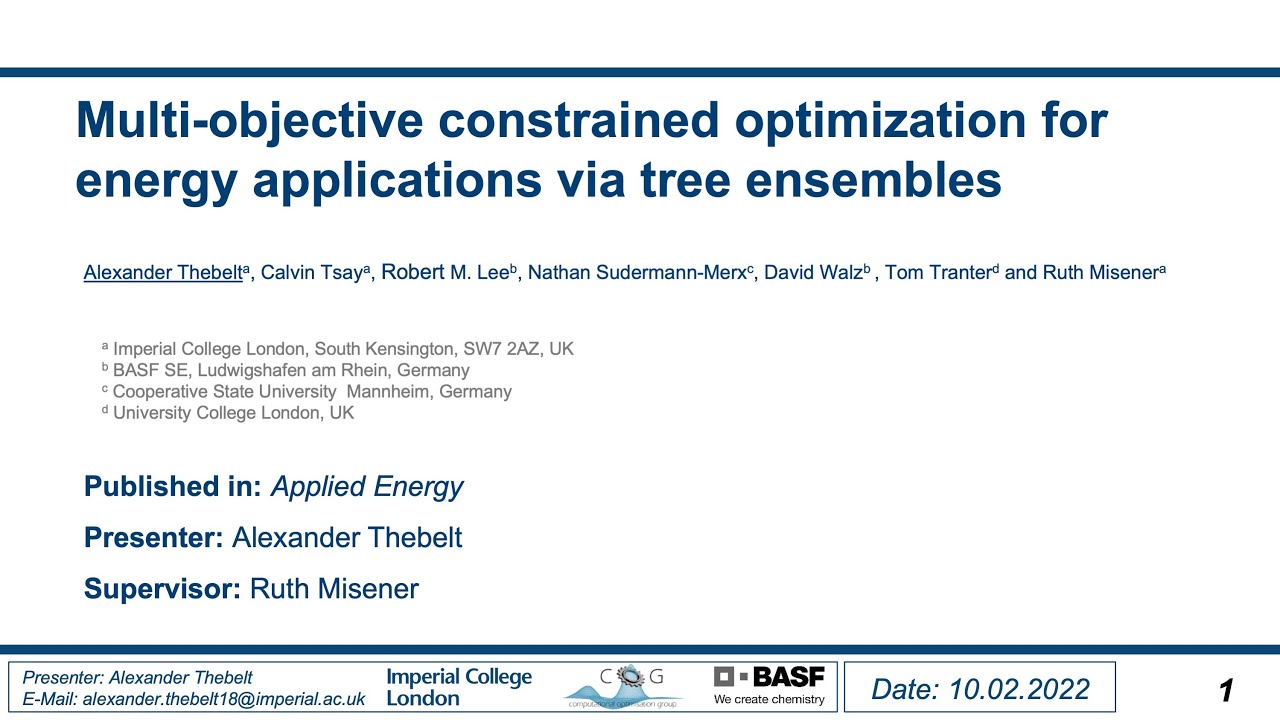 Alexander Thebelt: Multi-objective constr. optimization for energy applications via tree ensembles