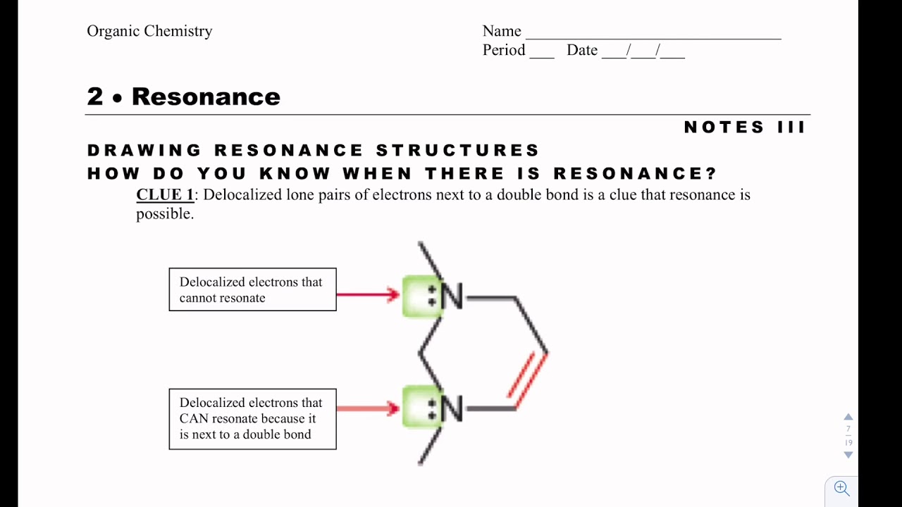 Organic Chemistry Notes 3.3- Drawing Resonance Structures