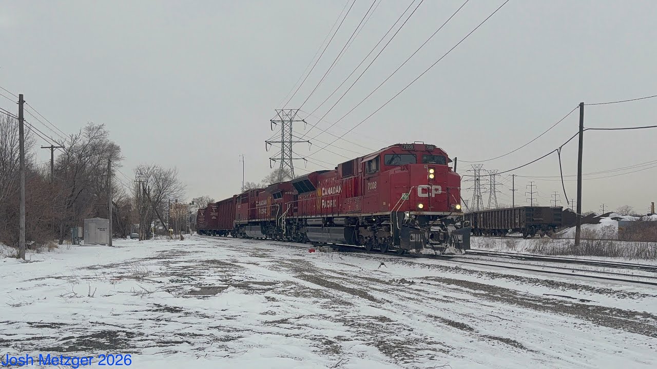 CPKC H28-24 w/ CP SD70ACU #7008 and CP AC44CWM #8003 @ Dearborn St in Detroit, MI 1/24/26