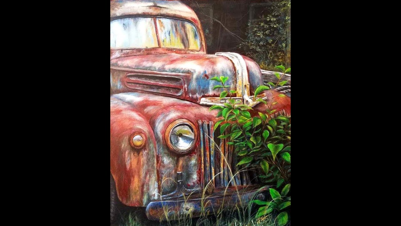 Painting a Rusted Truck in Acrylics