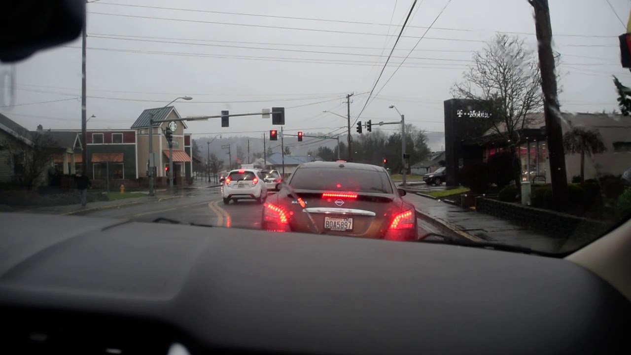 City of Sumner, main street, on a rainy day in January.