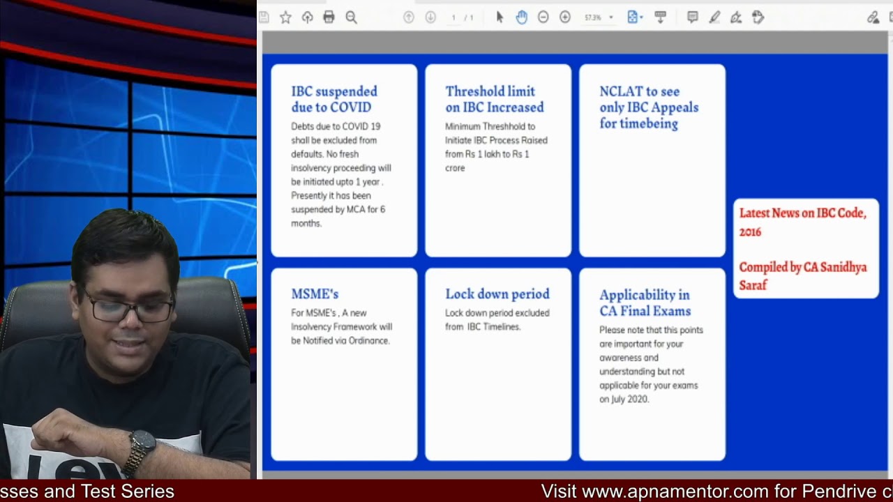 Latest News on IBC Code, 2016 | Impact on IBC Code due to COVID 19 | For CA, CS and CMA Students