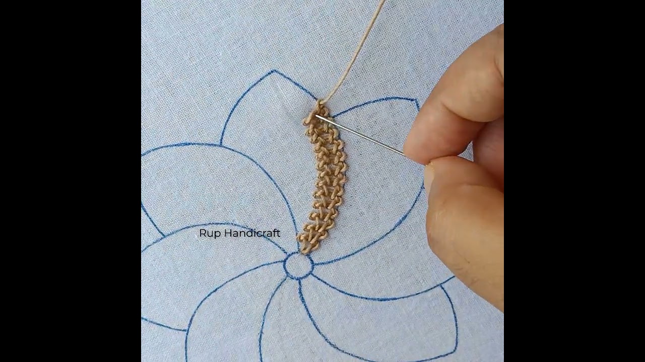 Amazing Florar embroidery /Wait For End Result/double chain stitch flower tutorial for beginners