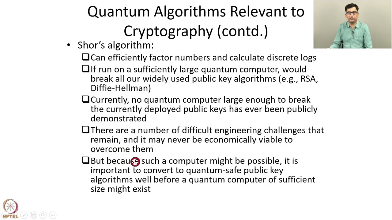Week 12 : Lecture 74 : Post-Quantum Cryptography