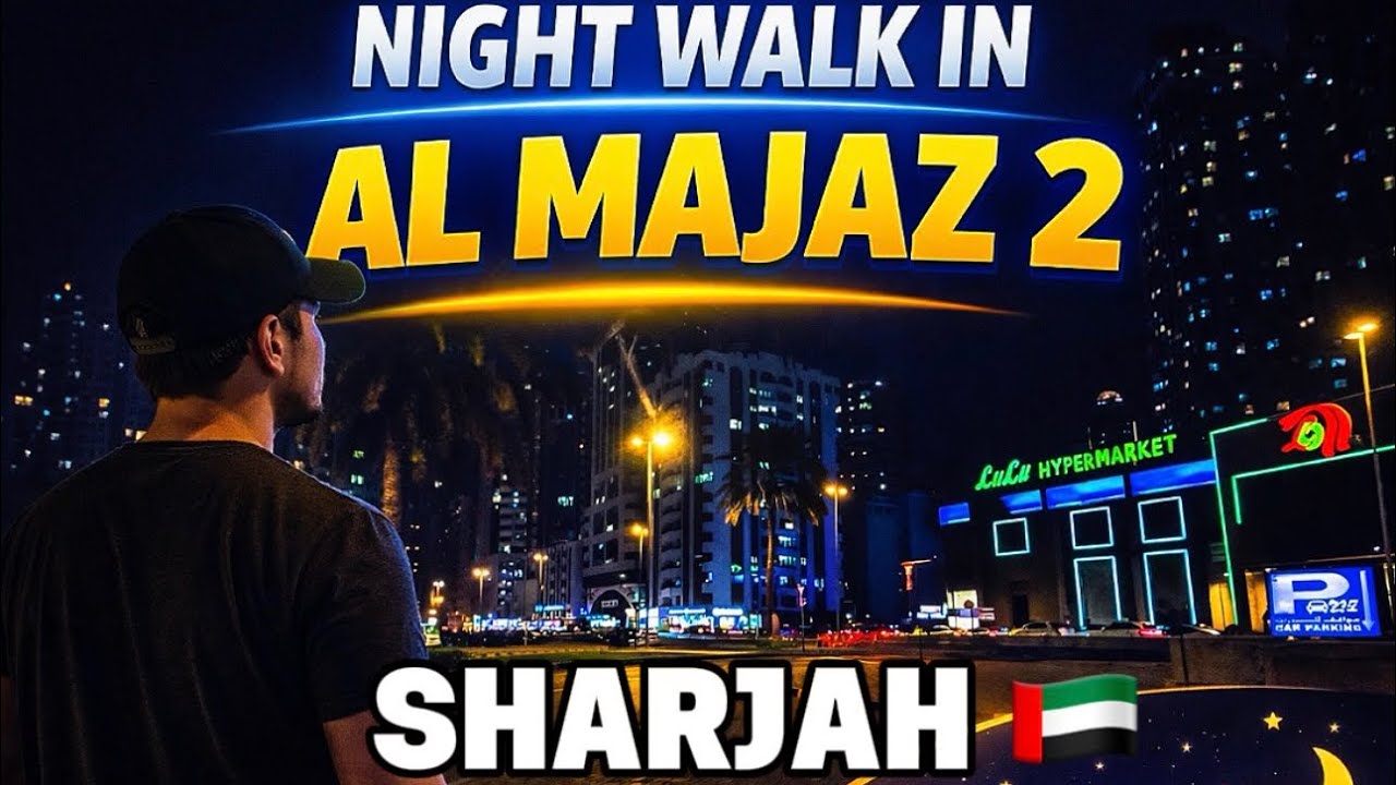 4K Sharjah 🇦🇪Night Walk in Al Majaz 2 | Relaxing Sharjah Street Vibes