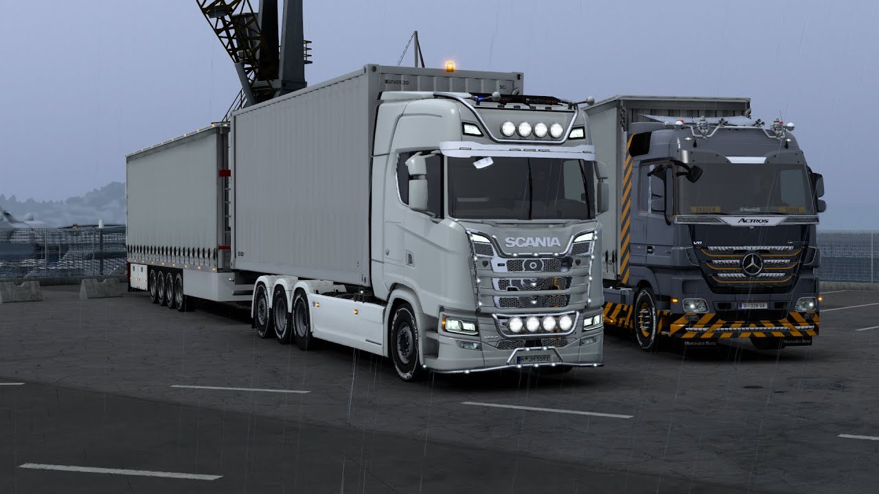 Driving a TANDEM Trailers mod in ETS2 1.44 Convoy | Logitech G920 gameplay