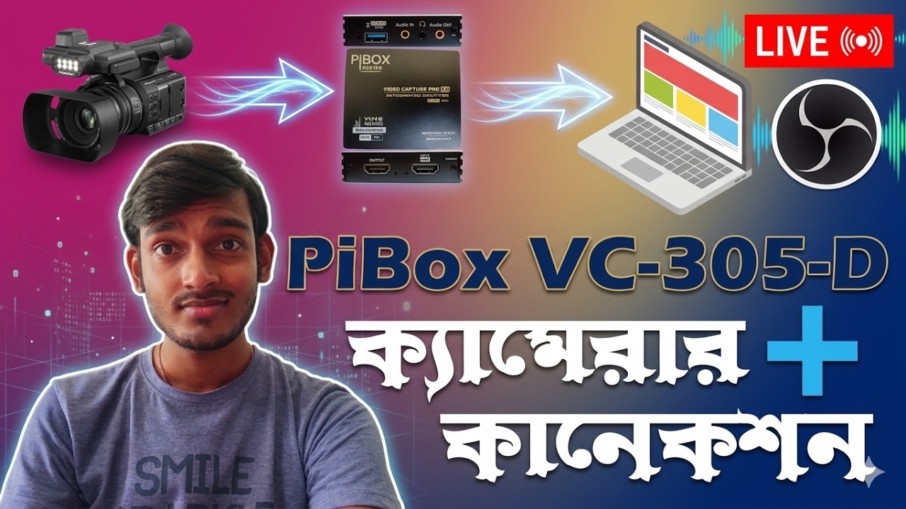 দুর্দান্ত লাইভ স্ট্রিমিং হবে এবার | PiBox VC 305 D Connection with Camera and Laptop #obsstudio