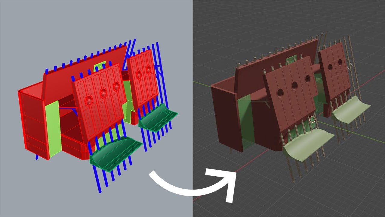 Rhino в Blender — экспорт 3D-модели с материалами