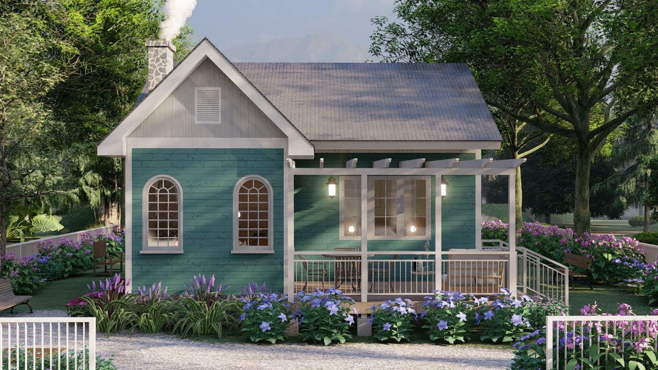 ( 650 sqft ) Tiny House Design 7 x 8 m ( 24 x 27 Ft ) Cozy Home Living