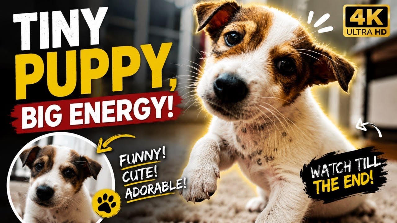 Tiny Puppy, Big Energy! Funny Cute Dog Playing at Home in 4K