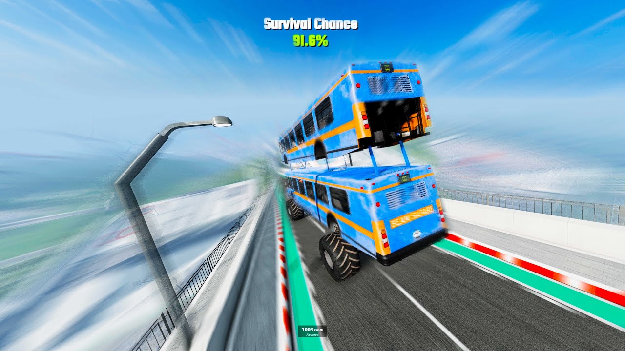 Survival Chance: 1000 km/h Ramp Jump - Beamng drive