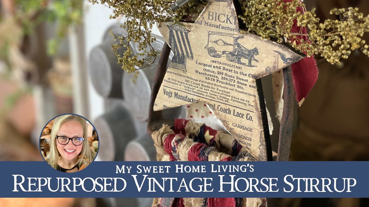 Vintage Horse Stirrup Repurposed Patriotic Americana Country Farmhouse Primitive Decor Craft