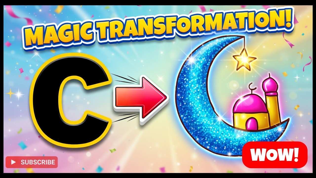 🕌 How to Turn Letter C into a Eid Drawing | Drawing for Eid | Eid Drawing | Drawing for Kids