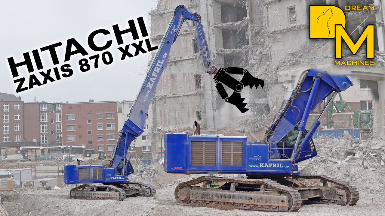HITACHI 870 Longfront Teleskop Bagger XXL GIGANT der Baustelle ABBRUCH Hochhaus [#1] ⚠️🚧