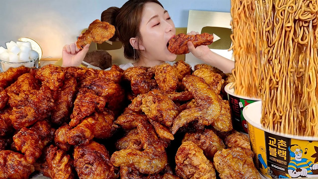 ASMR Курица, жареная лапша MUKBANG