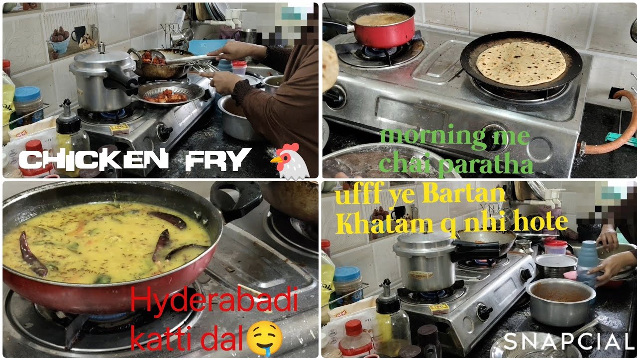 Hyderabadi Katty Dal Chicken Fry |Morning Routine Kitchen ke kam khatam nhi hoty 😔|BUSY MOM ROUTINE