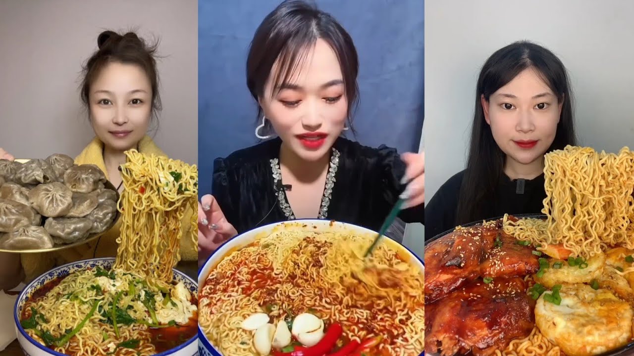 ASMR Spicy Chinese Chicken & Hot Boiled Massive Noodles | No Talking Eating Sounds