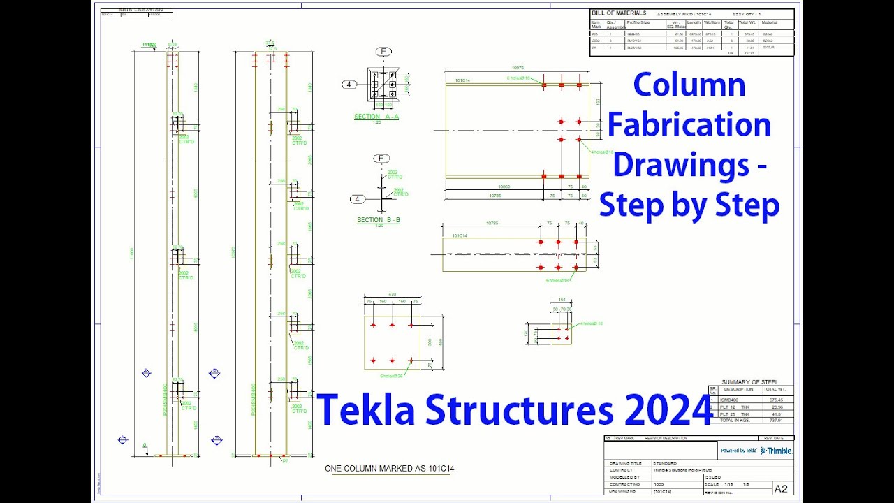 Tekla Structures 2024 Column Fabrication Drawings   Step by Step