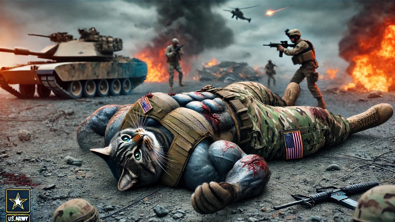 The USA 🇺🇸 Army Cat🐱Sacrifice his Life💔for the Country #AI #CatArmy #HeroCat #Animation #CatFamily