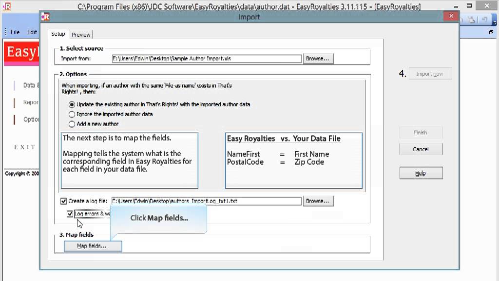 How to import Author data into Easy Royalties