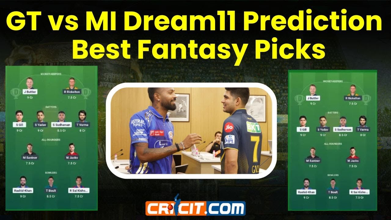 IPL 2025 GT vs MI Dream11 Prediction | Best Fantasy Team & Playing 11