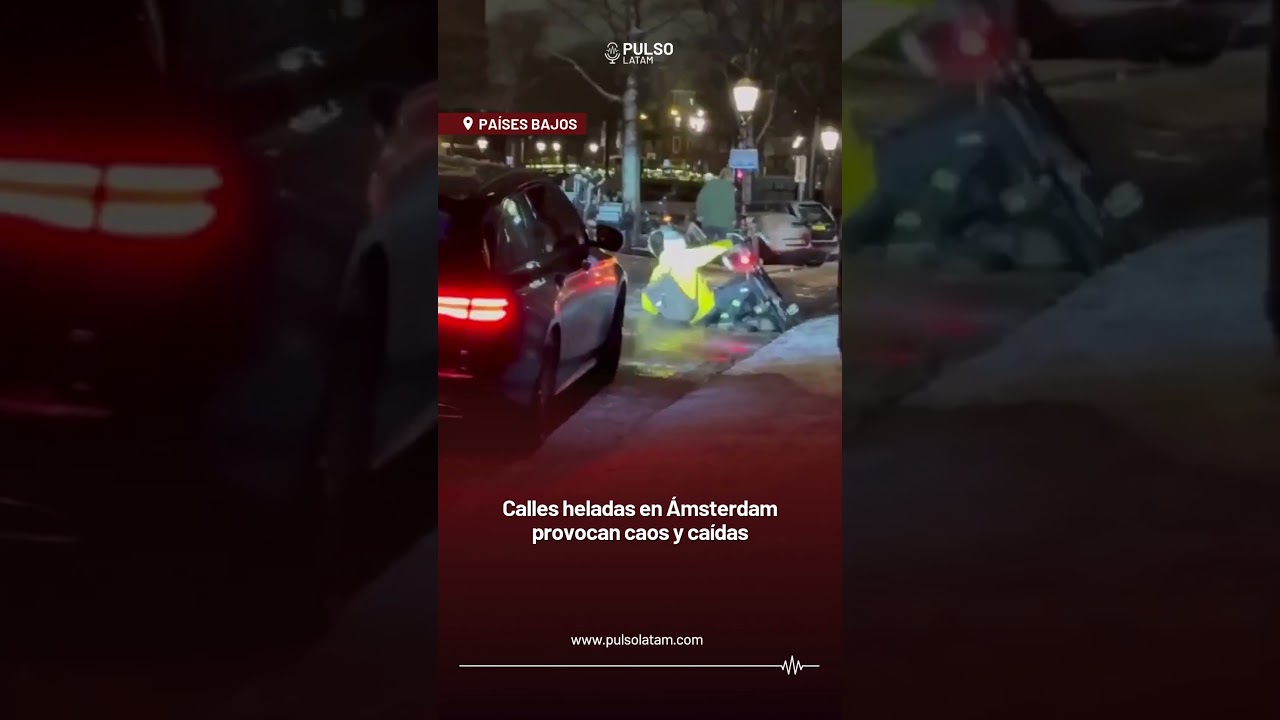 PAÍSES BAJOS - Calles heladas en Ámsterdam provocan caos y caídas