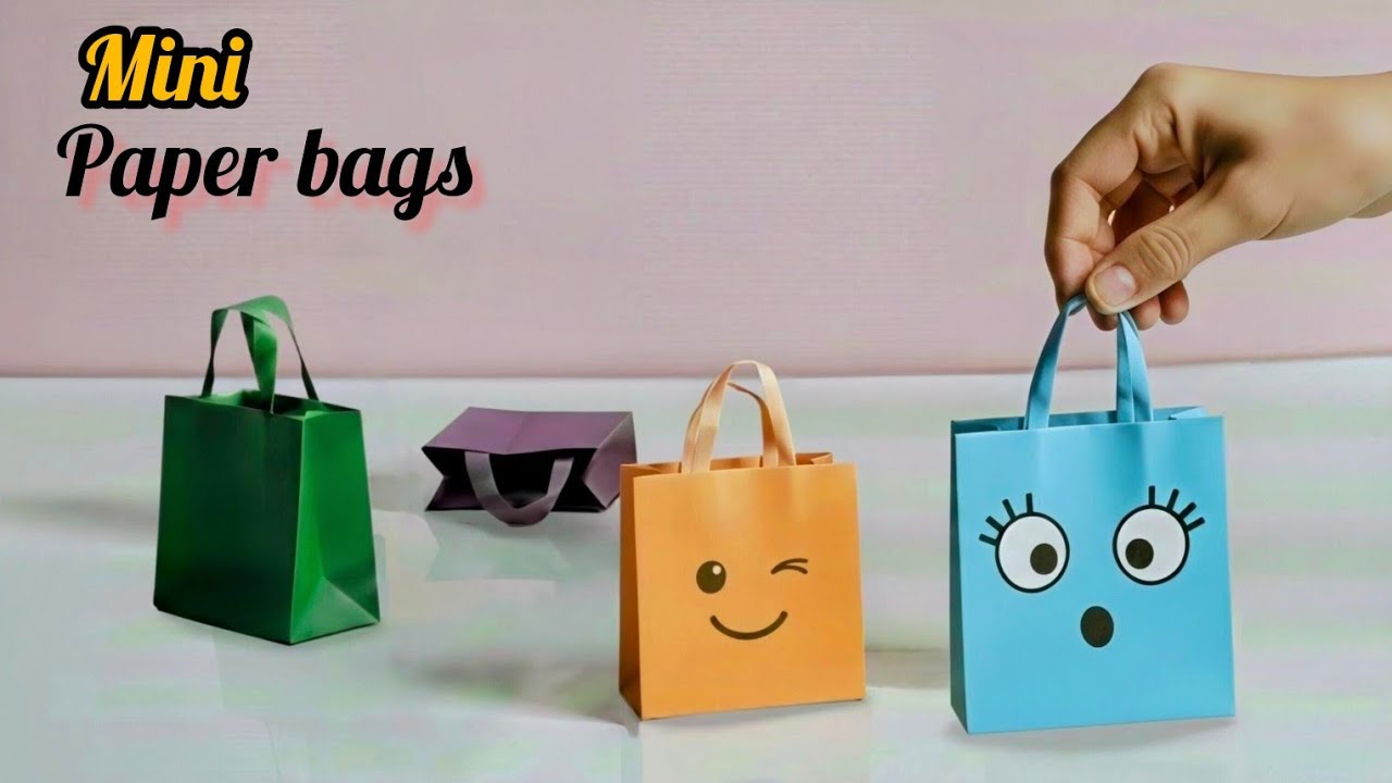 DIY Mini Paper Bag Making || sticky note origami paper craft Tutorial || how to make mini paper bags