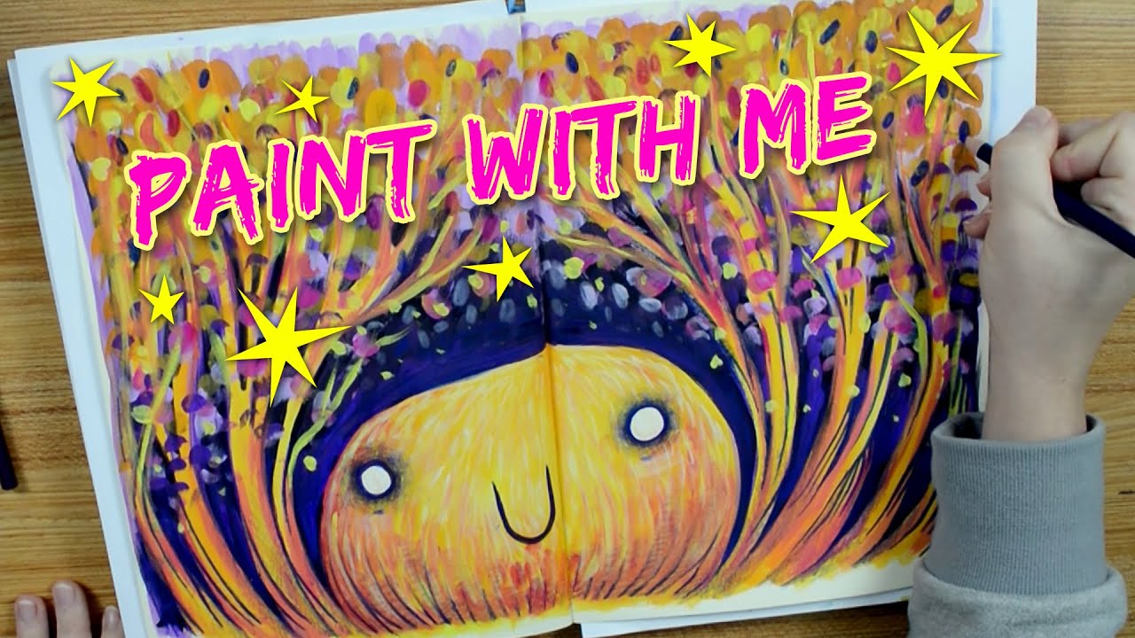 ✨Relaxing Painting Video✨ Watch me filling a double page in my Sketchbook with HIMI Gouache