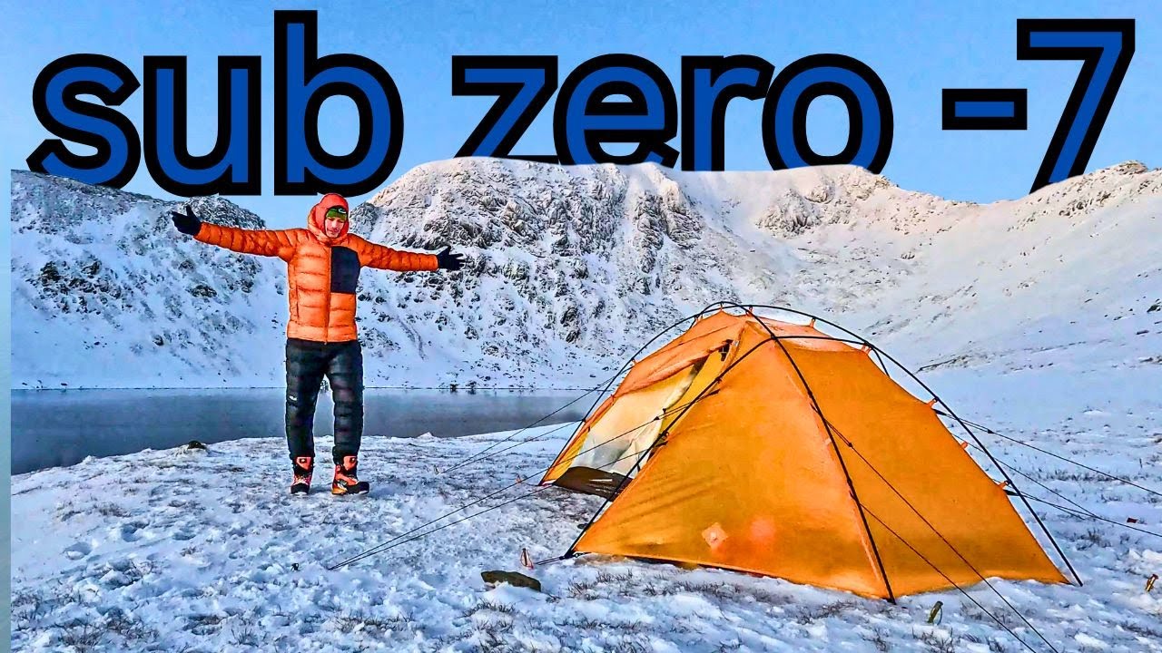 WINTER WILDCAMPING IN SUB ZERO TEMPERATURES -7..LAKE DISTRICT TARN WILDCAMP.