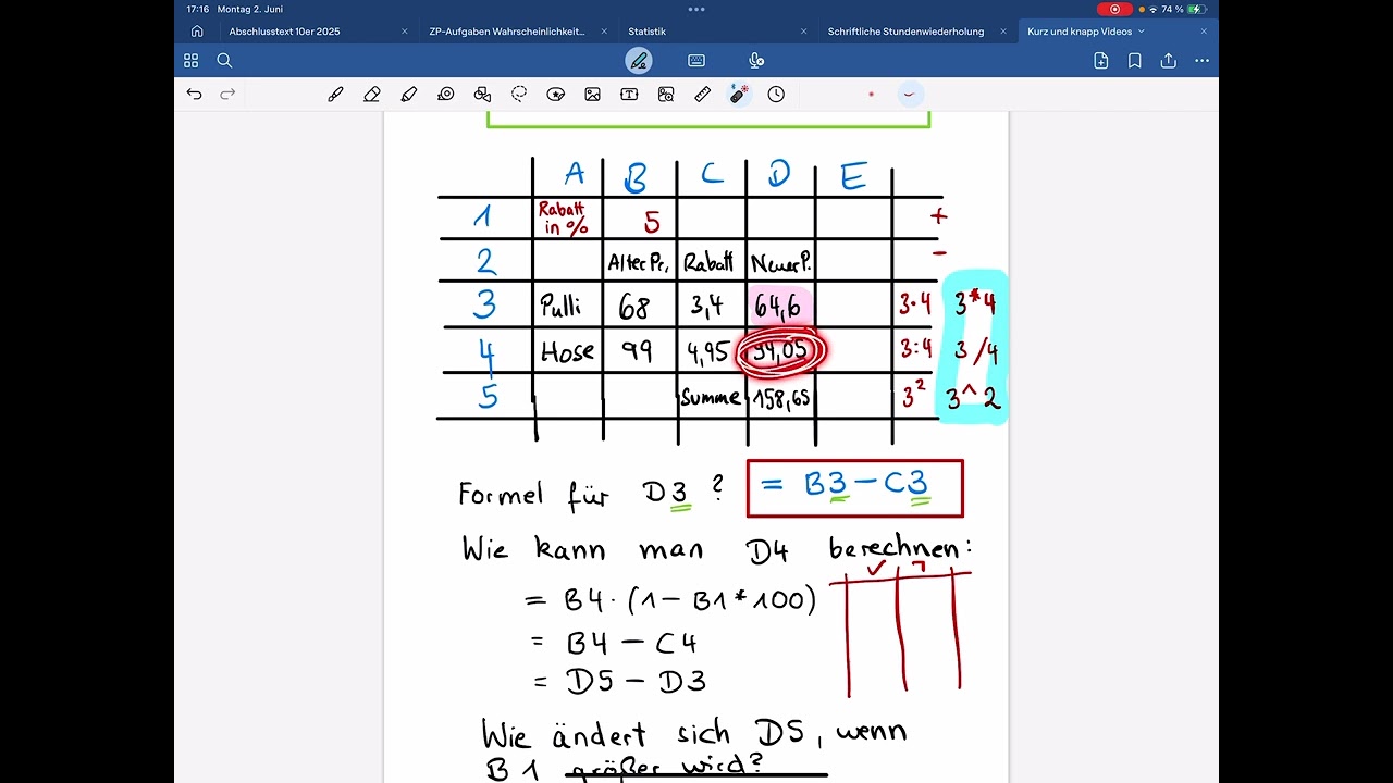 ZP: kurz & knapp: Tabellenkalkulation/Excel