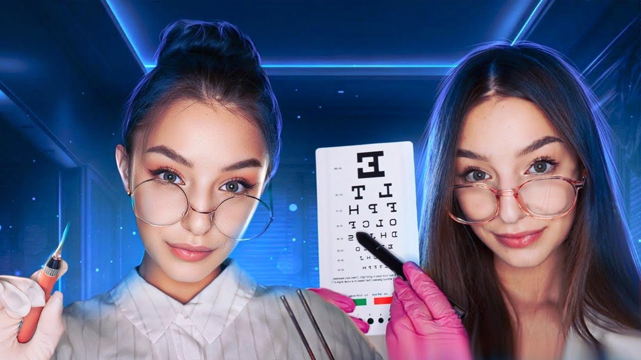 ASMR ТРИ ЛІКАРЯ : ЛОР, ТРИХОЛОГ ТА ОФТАЛЬМОЛОГ👀👩‍⚕️(перевірка зору,перевірка слуху та стану волосся)
