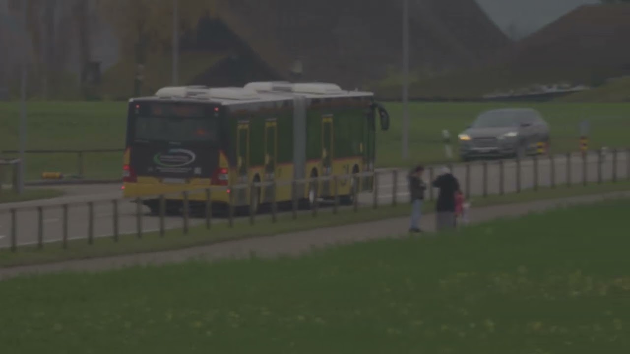 Zurich Airport Pistenende Oberglatt Swiss Post Bus number 504 leaving.