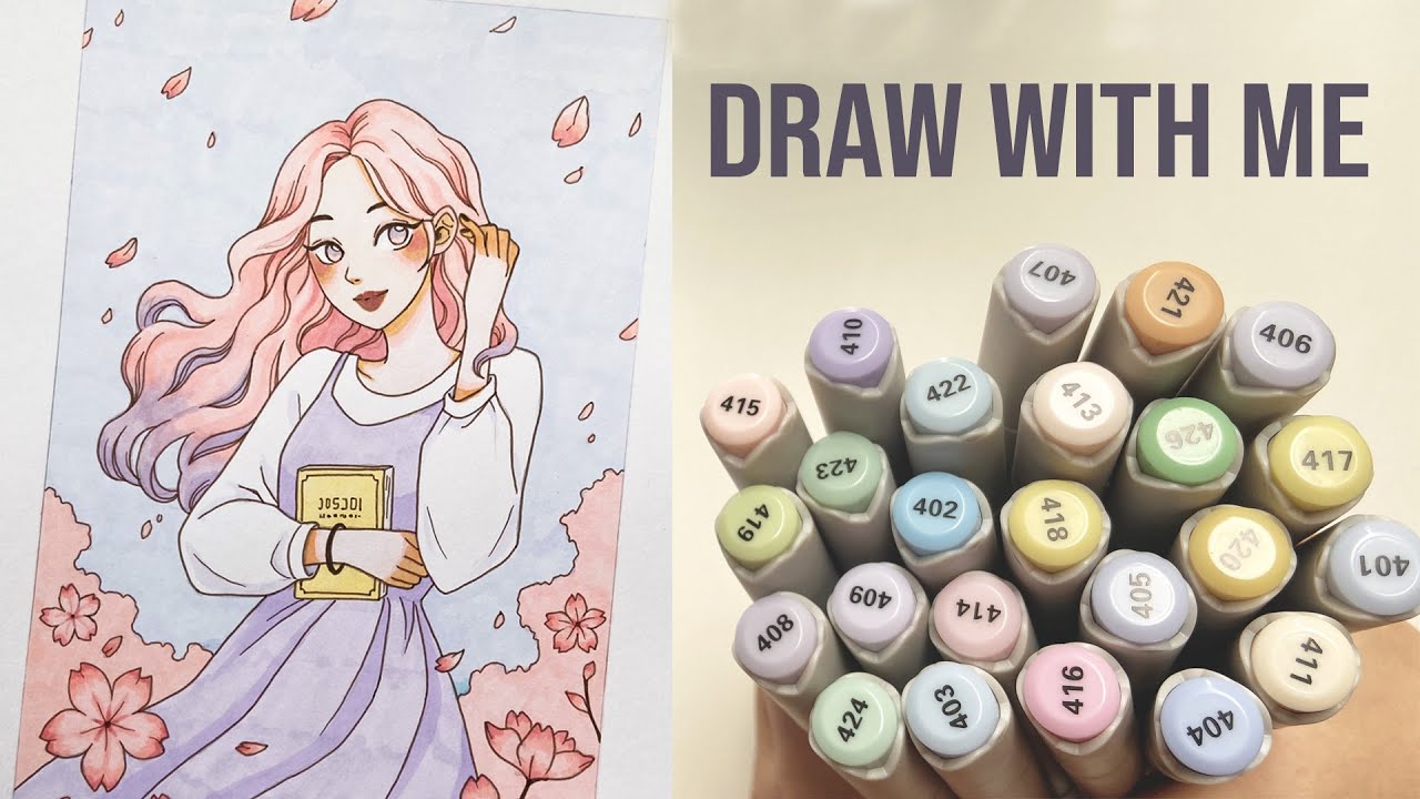🌸 Draw with me / Trying out Arrtx Pastel Alcohol Markers