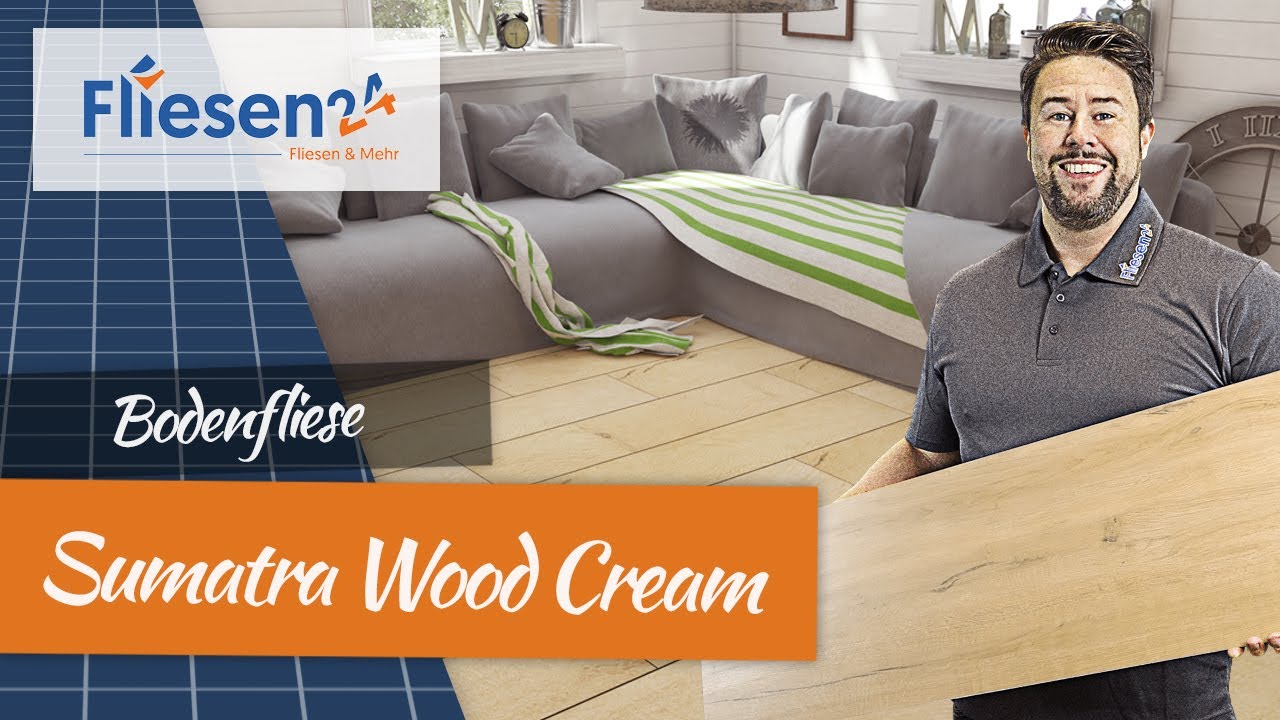 Holzoptik Bodenfliese in Eiche Optik | Sumatra Wood Cream | Feinsteinzeug 30x120 rektifiziert