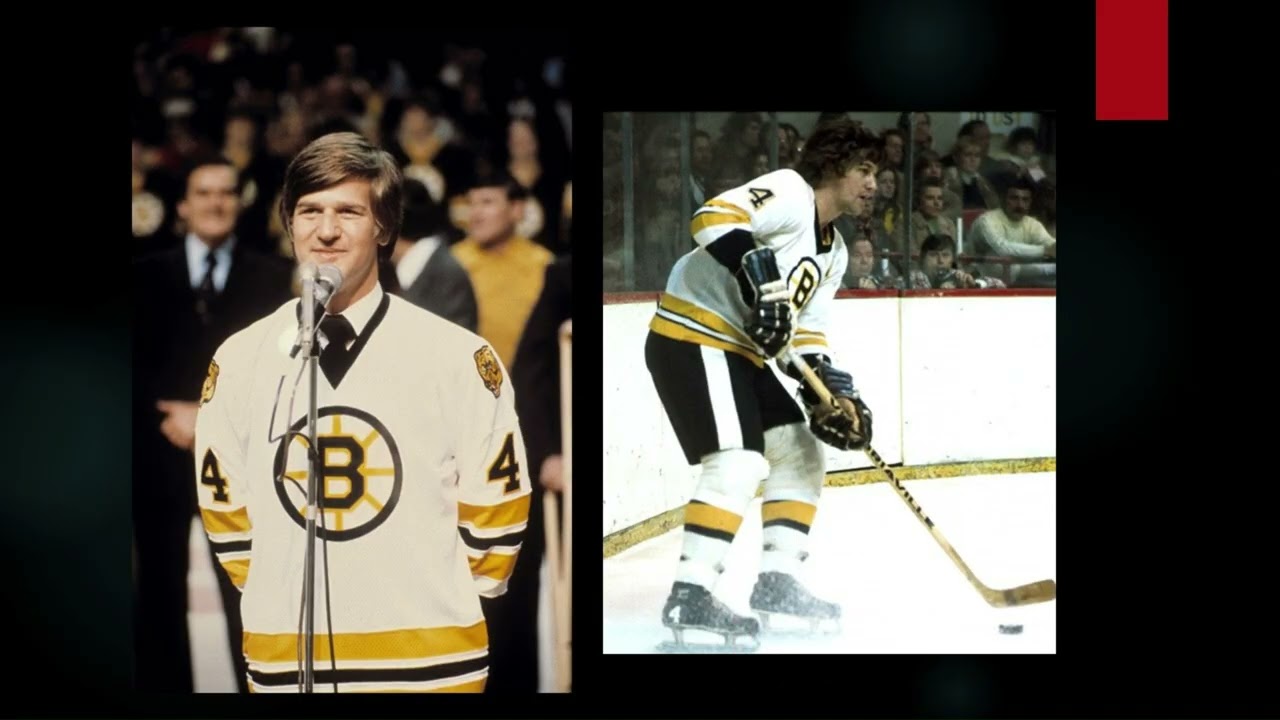 Front Row Mike Lynch / Bruins, Ray Bourque, Phil Esposito and Harry Sinden