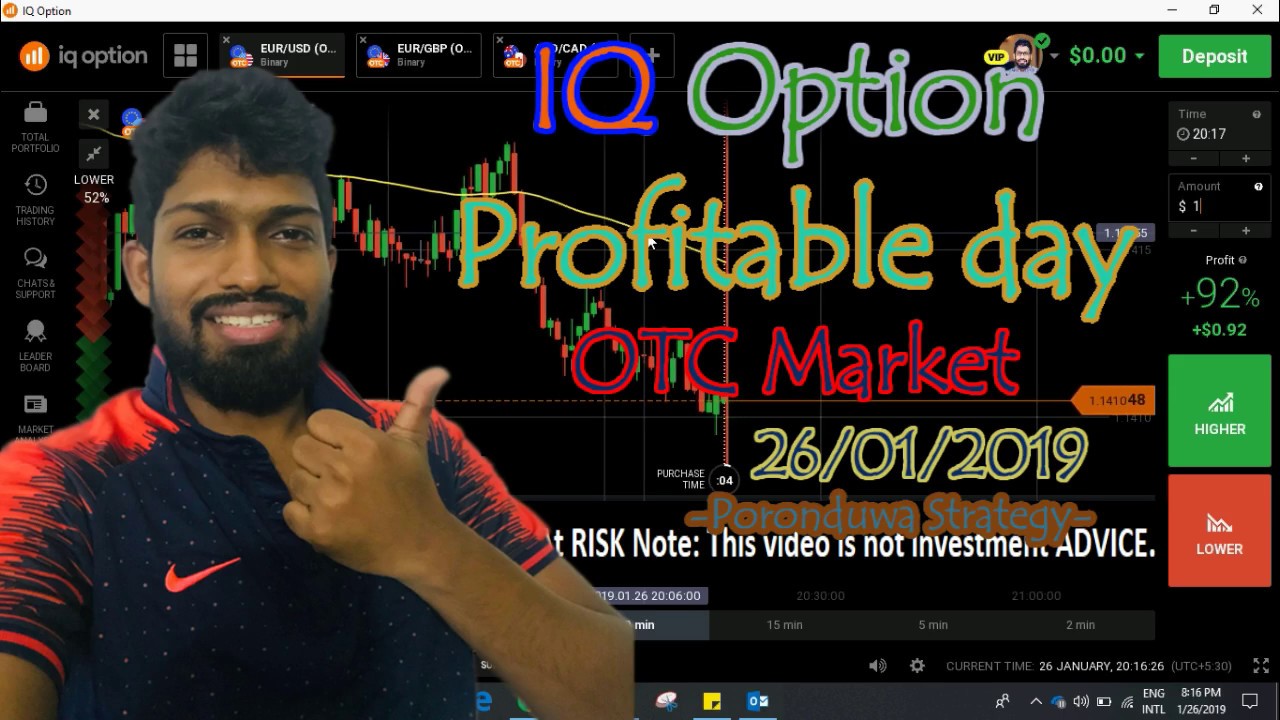 IQ Option OTC Profitable day  - Isanka Perera by using Poronduwa Strategy (26/01/2019)