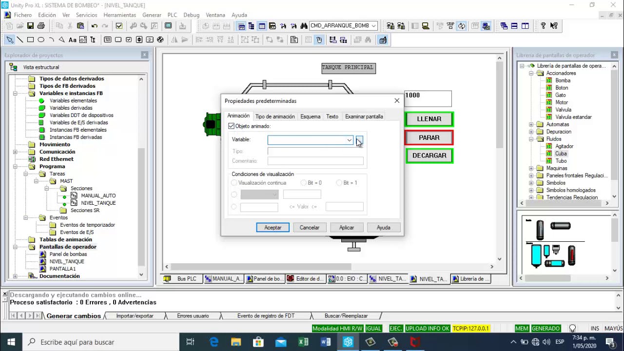 Unity Pro - Pantalla de operación