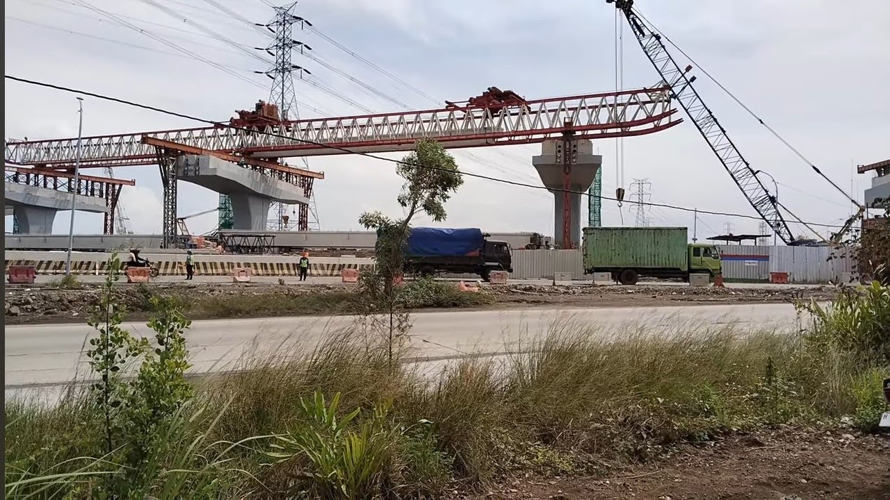 Perjalanan Girder 7 ke B18 dari B16 secara lengkap di Tol Seksi 1A Kaligawe Kubro BKT (220126) 