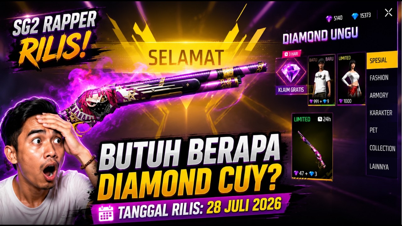 FIX RILIS BESOK ‼️ TANGGAL RILIS SG2 RAPPER | M1887 RAPPER UNDERWORLD di DIAMOND UNGU FF ✅✅