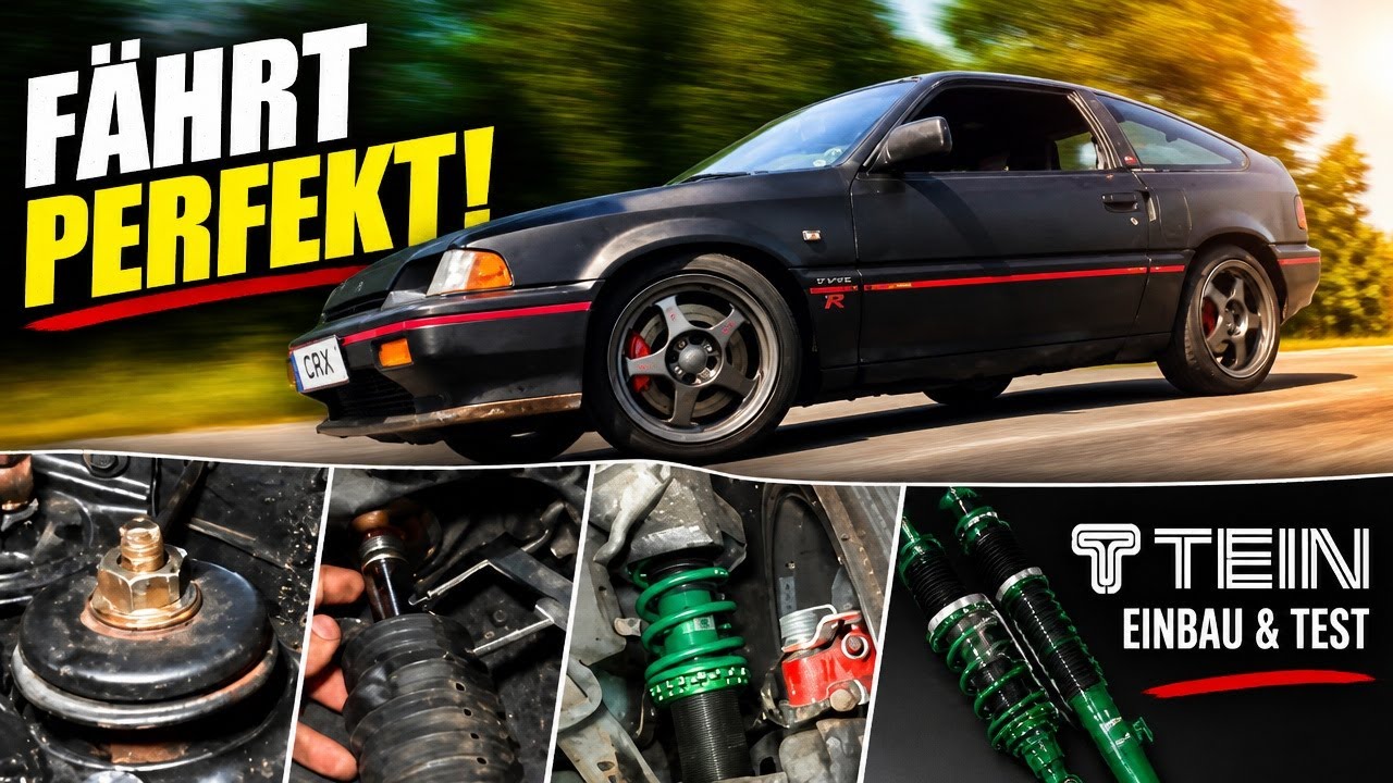 Honda CRX AF AS TEIN Fahrwerk einbauen und testen. Die Motorhaube geht normal zu mit verbesserungen