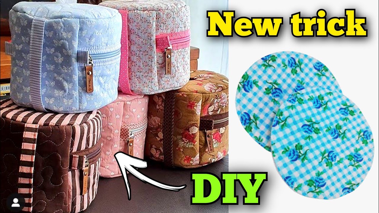 WOW!! 😲 Round pouch making at home/ Pouch cutting and stitching/ Zipper pouch/ Bag making #bagmaking