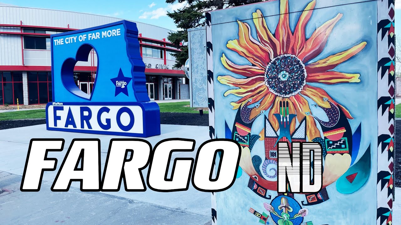 FARGO Downtown , Walking and  Driving  Tour  , North Dakota  USA